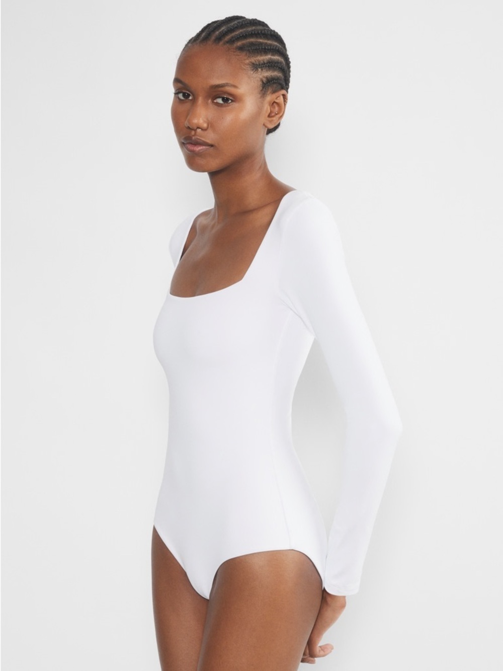Aritzia Contour Square Neck White Bodysuit
